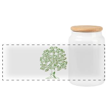 dessin d'arbre - Boîte à biscuits avec couvercle en bois - blanc - Devant
