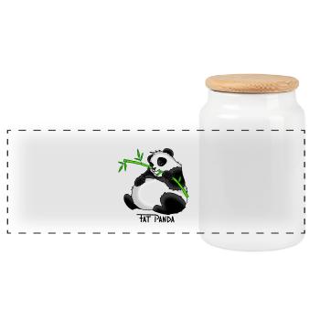 Fat Panda Geschenk Idee - Panorama Keksdose mit Holzdeckel - Weiß - Vorne
