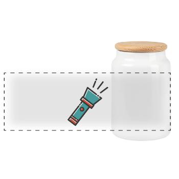 lampe de poche - Boîte à biscuits avec couvercle en bois - blanc - Devant