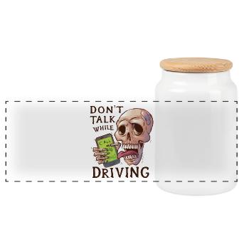 Crâne avec sonnerie de téléphone portable - Boîte à biscuits avec couvercle en bois - blanc - Devant