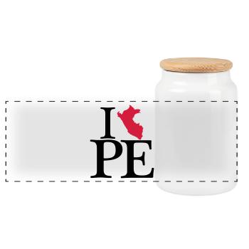 J'adore PE - J'aime le Pérou - Boîte à biscuits avec couvercle en bois - blanc - Devant