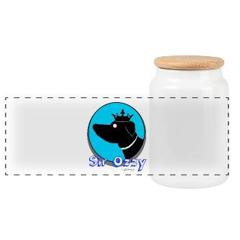 Sir Ozzy clothing - Panoramic Cookie Jar with Wooden Lid - white - Front