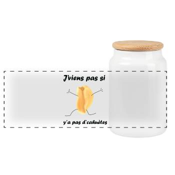 J'viens pas si y'a pas d'cahuètes - Boîte à biscuits avec couvercle en bois - blanc - Devant
