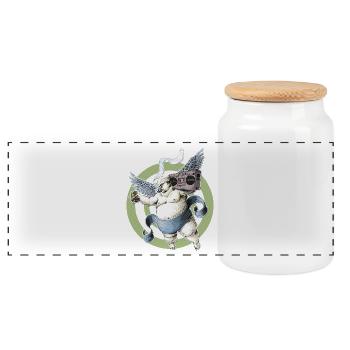 Bad-Beerdrinking-Angel - Panoramic Cookie Jar with Wooden Lid - white - Front