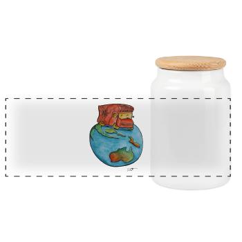 en route to Australia - Panoramic Cookie Jar with Wooden Lid - white - Front