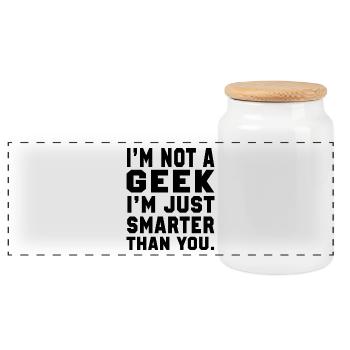 Ich bin kein Geek - Panorama Keksdose mit Holzdeckel - Weiß - Vorne