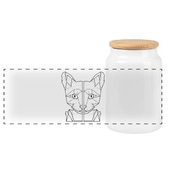 cat lover gift cat lover cat shirt - Panoramic Cookie Jar with Wooden Lid - white - Front