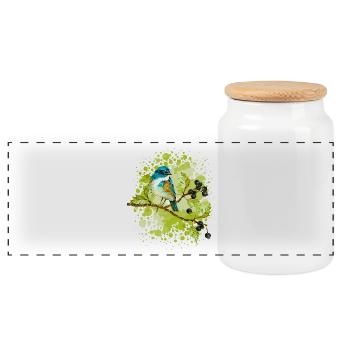 oiseau - Boîte à biscuits avec couvercle en bois - blanc - Devant