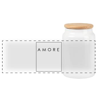 AMORE - Love - Boîte à biscuits avec couvercle en bois - blanc - Devant