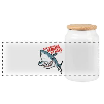 Great White Shark Scratch My Back - Panorama Keksdose mit Holzdeckel - Weiß - Vorne