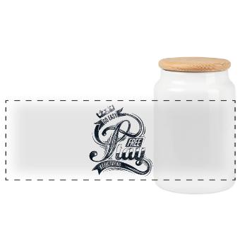 Stay free - Panoramic Cookie Jar with Wooden Lid - white - Front