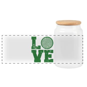 Golf Caddy Golfplatz Putter Birdie Geschenk Tee - Panorama Keksdose mit Holzdeckel - Weiß - Vorne