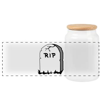 Gravestone - Panoramic Cookie Jar with Wooden Lid - white - Front