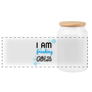 i am freaking cold - Panorama Keksdose mit Holzdeckel - Weiß - Vorne