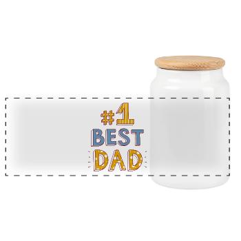 # 1 Best Dad - Panoramic Cookie Jar with Wooden Lid - white - Front