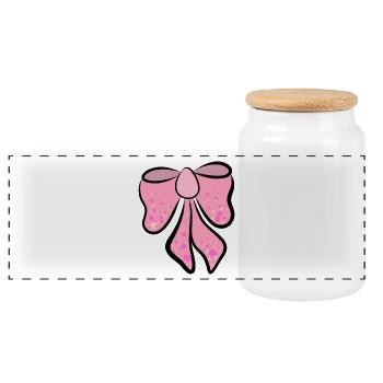 beautiful pink, pink bow, gift idea - Panoramic Cookie Jar with Wooden Lid - white - Front
