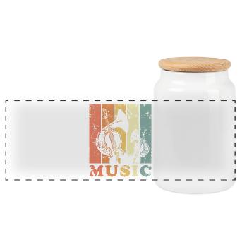 Vintage Musique classique - Boîte à biscuits avec couvercle en bois - blanc - Devant