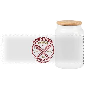 Centre-ville Plumbing - Boîte à biscuits avec couvercle en bois - blanc - Devant