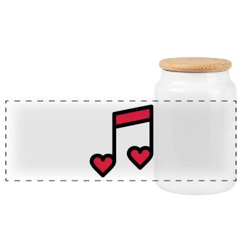 Romantic music note - Panoramic Cookie Jar with Wooden Lid - white - Front