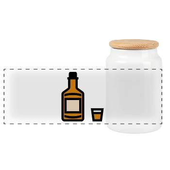 Whiskey bottle, whiskey bottle - Panoramic Cookie Jar with Wooden Lid - white - Front