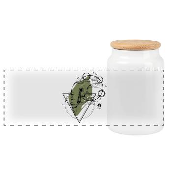 Elephant - Panoramic Cookie Jar with Wooden Lid - white - Front