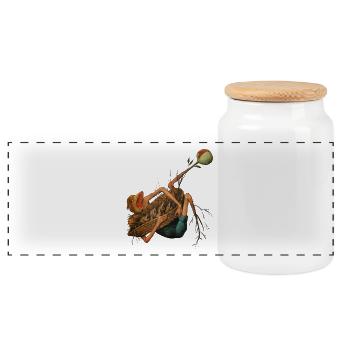 Bruegel's Demon 4 - Panoramic Cookie Jar with Wooden Lid - white - Front