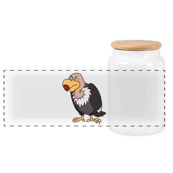 Vulture bird of prey birds birds of prey animals - Panoramic Cookie Jar with Wooden Lid - white - Front
