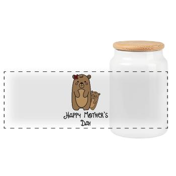 Fête des Mères - Boîte à biscuits avec couvercle en bois - blanc - Devant
