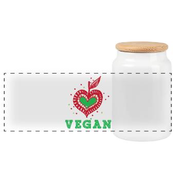 Vegan vegetarian animal welfare gift idea - Panoramic Cookie Jar with Wooden Lid - white - Front