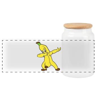 Dabbing Dab Banane - Panorama Keksdose mit Holzdeckel - Weiß - Vorne