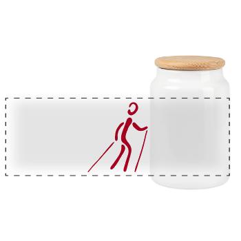 Nordic Walking - Panoramic Cookie Jar with Wooden Lid - white - Front