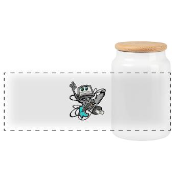 Cool computer guitarist in electro style - Panoramic Cookie Jar with Wooden Lid - white - Front