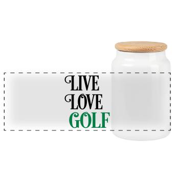 golf - Panoramic Cookie Jar with Wooden Lid - white - Front