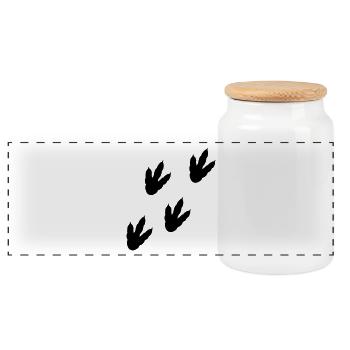 Dinosaur track - Panoramic Cookie Jar with Wooden Lid - white - Front