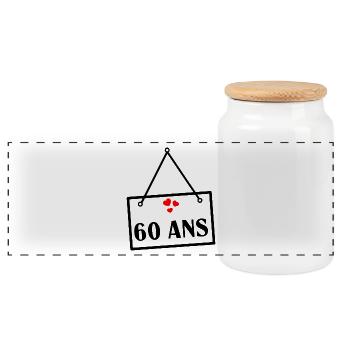 60 YEARS. 60th ANNIVERSARY. ANNIVERSARY 60 YEARS. Ann - Panoramic Cookie Jar with Wooden Lid - white - Front