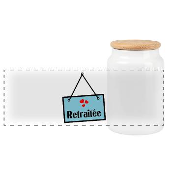 RETIRED. GOOD RETIREMENT. HAPPY RETIREMENT - Panoramic Cookie Jar with Wooden Lid - white - Front