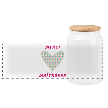 MERCI. MERCI MAÎTRESSE. CADEAU MAÎTRESSE. VACANCES - Boîte à biscuits avec couvercle en bois - blanc - Devant