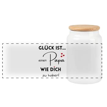 Glück ist, einen Papa wie Dich zu haben! - Panorama Keksdose mit Holzdeckel - Weiß - Vorne