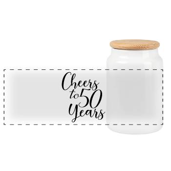 Cheers To 50 Years - Geburtstags- oder Jubiläumsgeschenk - Panorama Keksdose mit Holzdeckel - Weiß - Vorne