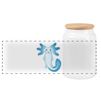 Cute blue axolotl swimming in an ocean - Panoramic Cookie Jar with Wooden Lid - white - Front