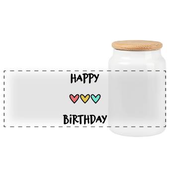 JAHRESTAG. ALLES GUTE ZUM GEBURTSTAG!. ALLES GUTE ZUM GEBURTSTAG!. - Panorama Keksdose mit Holzdeckel - Weiß - Vorne