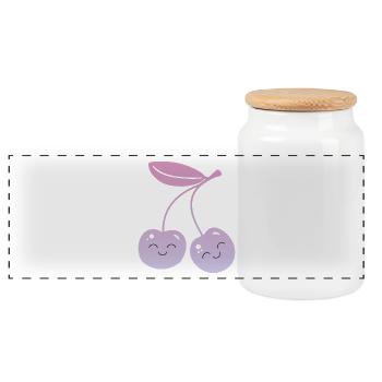 Cerises Kawaii - Boîte à biscuits avec couvercle en bois - blanc - Devant
