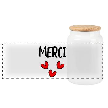 THANK YOU. THANKS. THANK YOU. ANNIVERSARY. BIRTH. - Panoramic Cookie Jar with Wooden Lid - white - Front