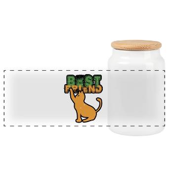 Meilleur ami CAT - Boîte à biscuits avec couvercle en bois - blanc - Devant