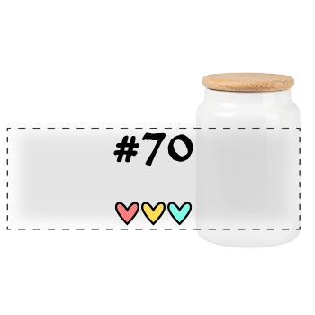 70 JAHRE. 70-JÄHRIGES JUBILÄUM. GEBURTSTAG 70 JAHRE. 70 - Panorama Keksdose mit Holzdeckel - Weiß - Vorne
