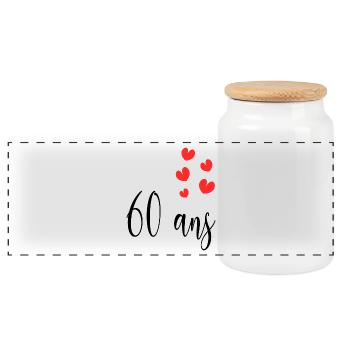 60 ANS. 60e ANNIVERSAIRE. ANNIVERSAIRE 60 ANS. 60 - Boîte à biscuits avec couvercle en bois - blanc - Devant