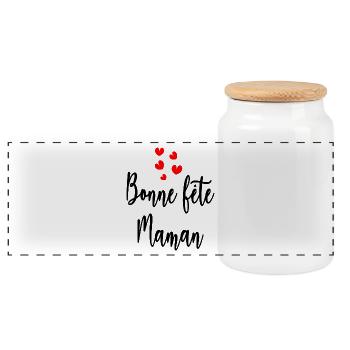 MAMIE. FÊTE DES MÈRES. BONNE FÊTE MAMIE. JE T'AIME - Boîte à biscuits avec couvercle en bois - blanc - Devant