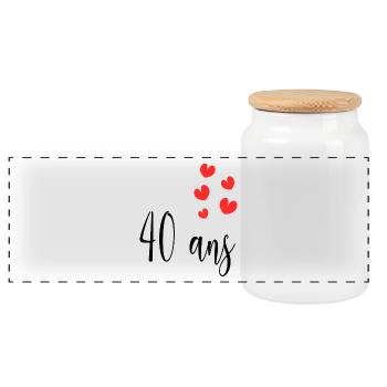 40. 40 ANS. 40e ANNIVERSAIRE. ANNIVERSAIRE 40 ANS. - Boîte à biscuits avec couvercle en bois - blanc - Devant
