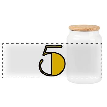 5. 5 YEARS. 5TH ANNIVERSARY. BIRTHDAY 5 YEARS - Panoramic Cookie Jar with Wooden Lid - white - Front
