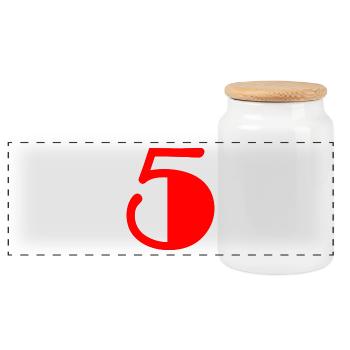 5. 5 YEARS. 5TH ANNIVERSARY. BIRTHDAY 5 YEARS. - Panoramic Cookie Jar with Wooden Lid - white - Front